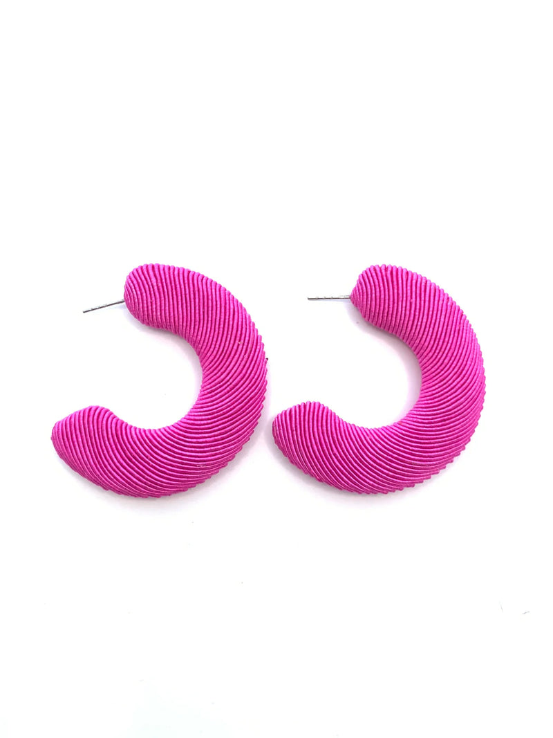 accessory jane || corded large hot pink hoops