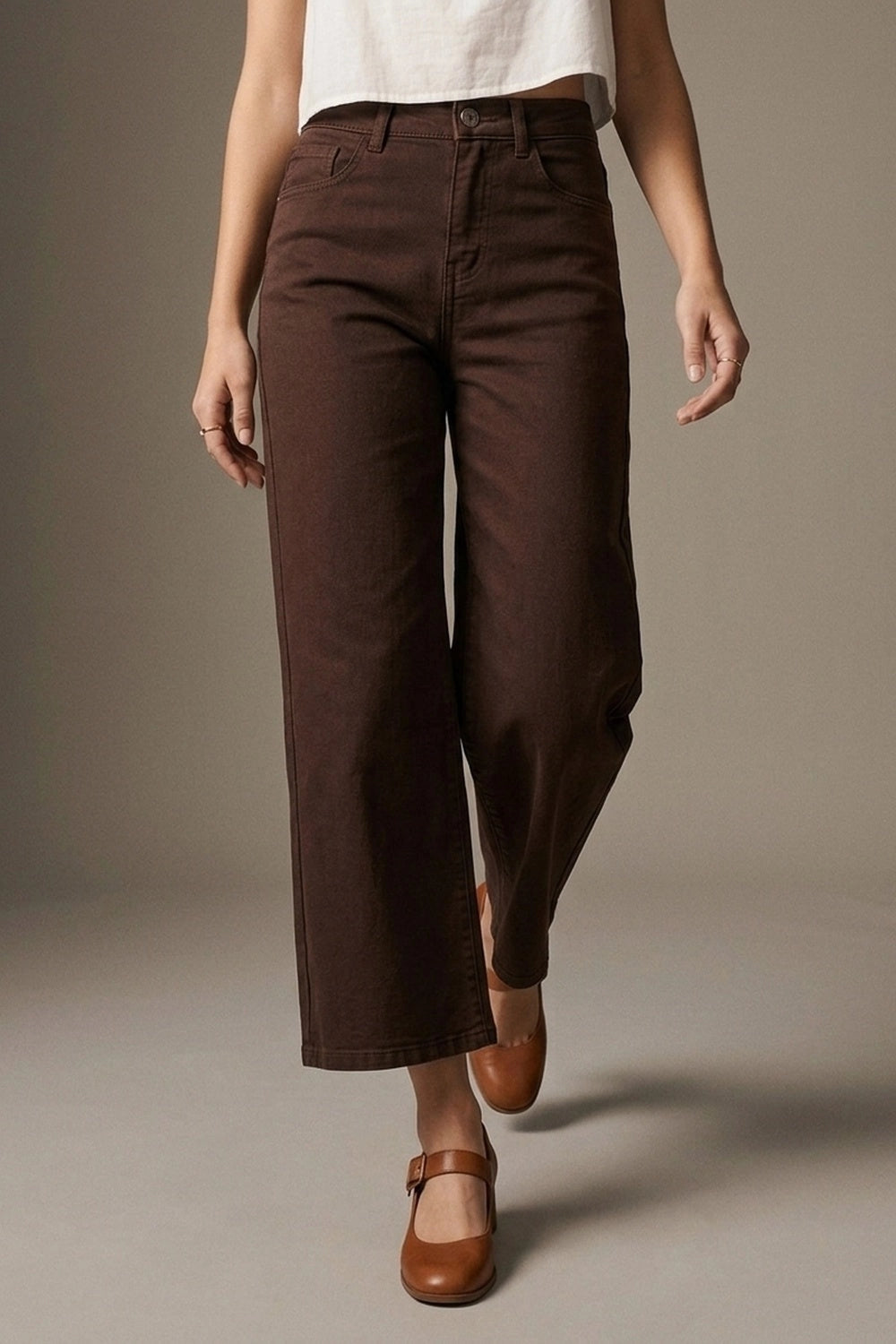 toasted wide-leg chocolate denim