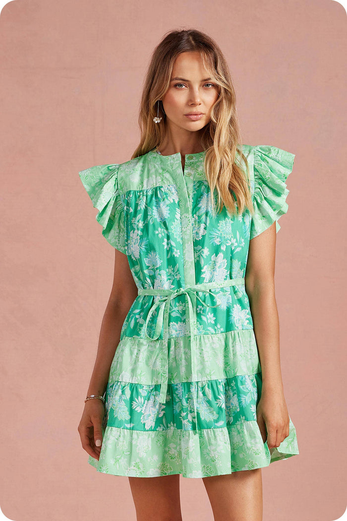 botanical garden tiered mini dress