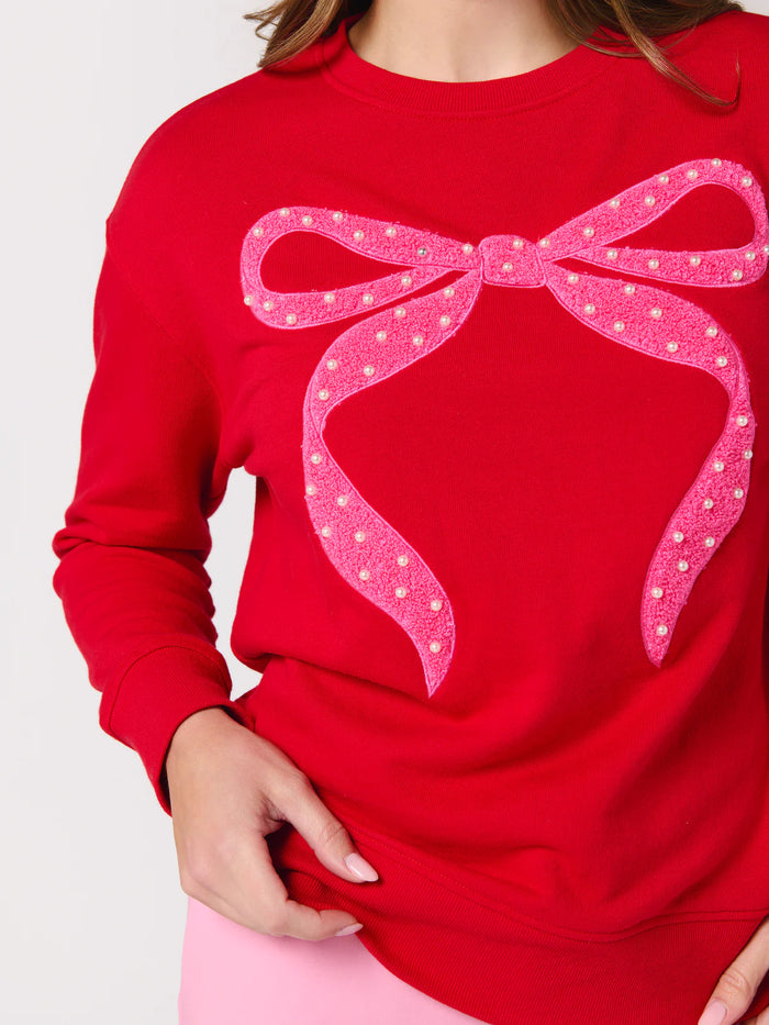 pearl bow classic crewneck sweatshirt