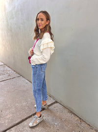 ruffle shoulder knit sweater top | FINAL SALE