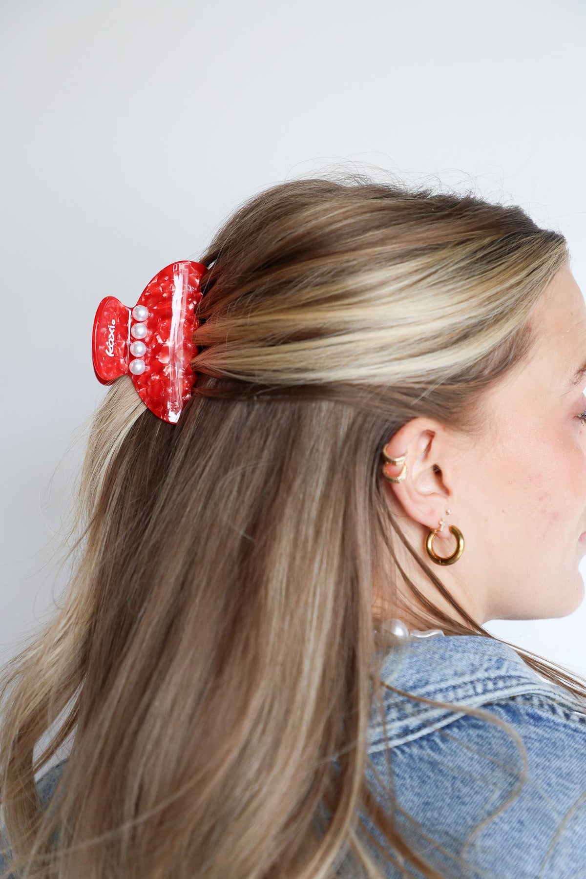 red tortoise pearl claw clip