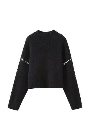 on my time contrast knit sweater