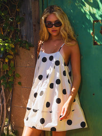 dot the I polka-dot trapeze mini dress