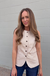 girl in charge striped vest top