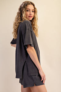 do it over again cotton split-hem tee