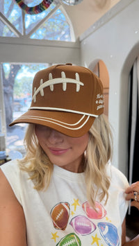 football laces puff trucker hat