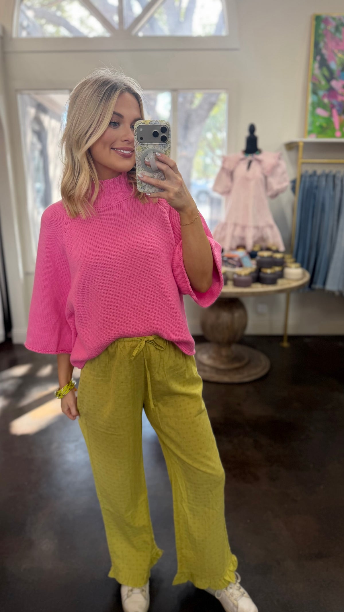 just because polka dot drawstring pants