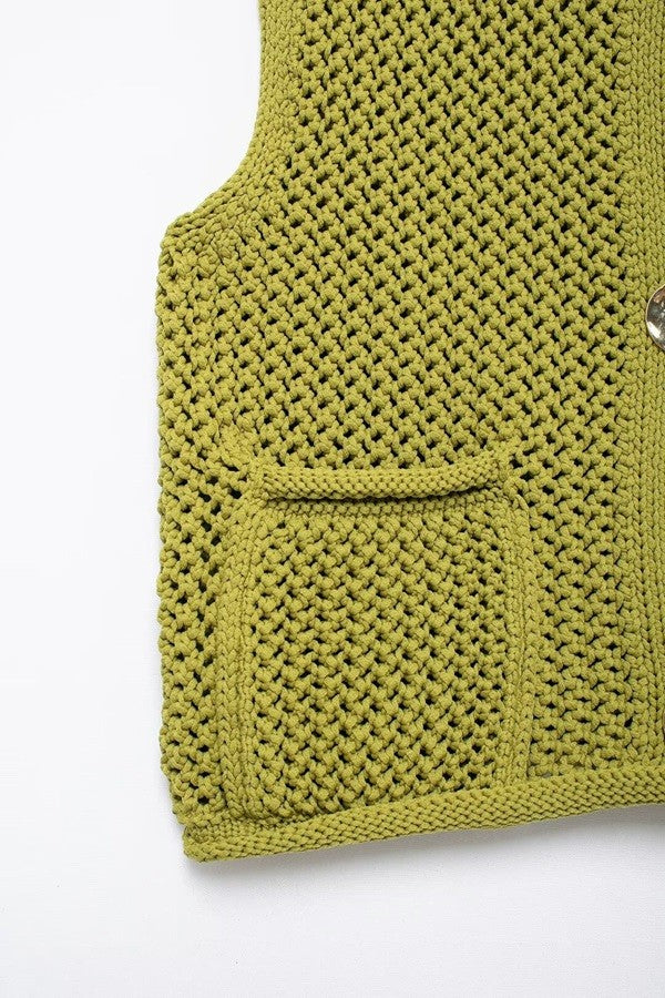 slow your roll crochet sweater vest | lime