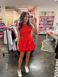 a little spice bubble hem mini dress