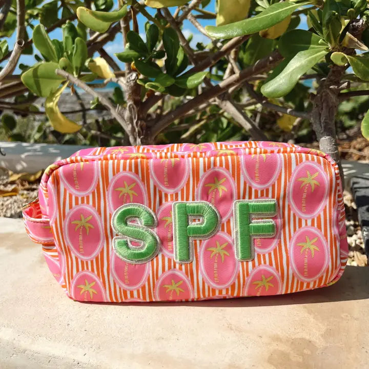 SPF pink palms nylon pouch