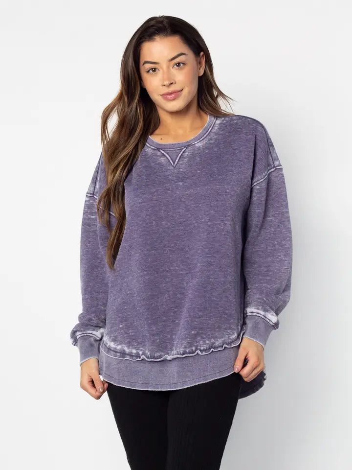 chicka-d burnout hi-low sweatshirt | grape