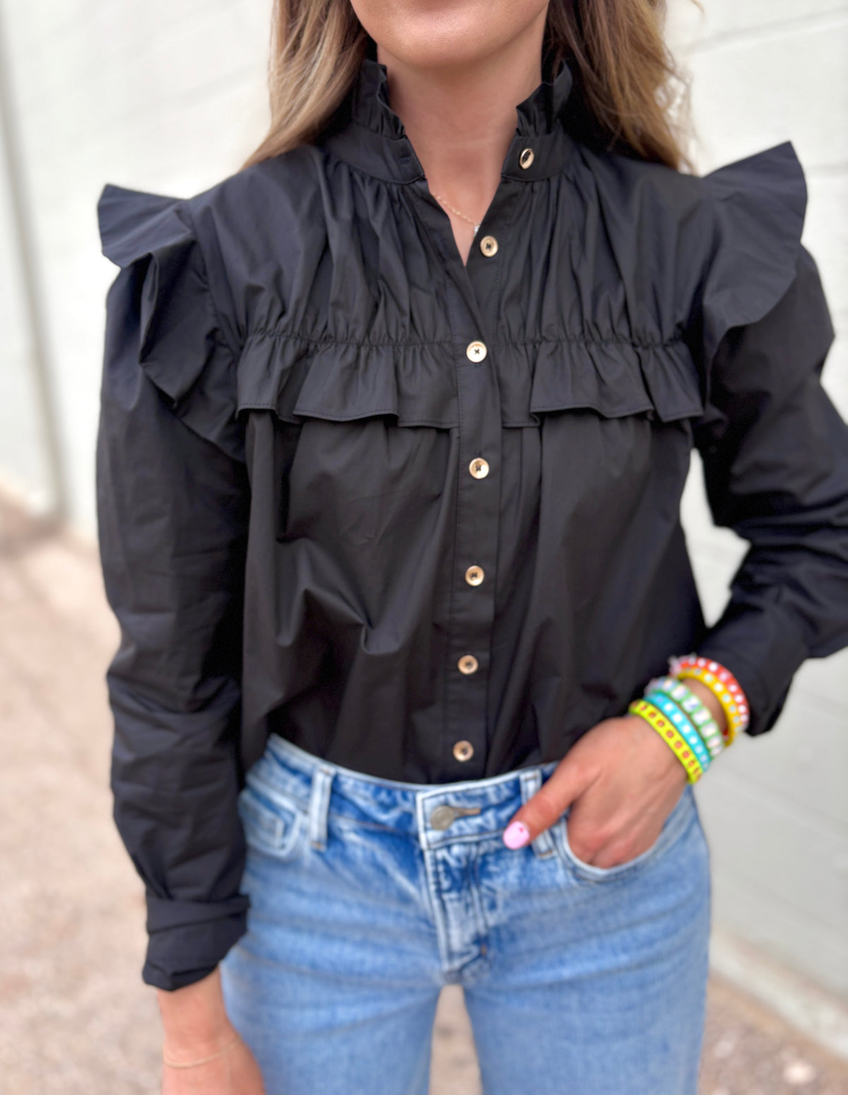 charlotte ruffle button-up top