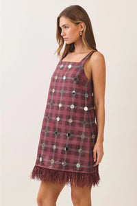 highly recommend embellished feather trim dress