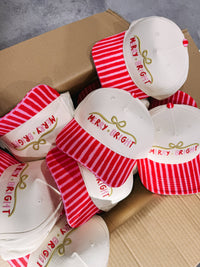 merry + bright trucker hat - cream / red / pink