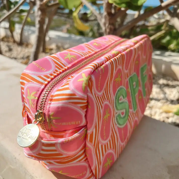 SPF pink palms nylon pouch