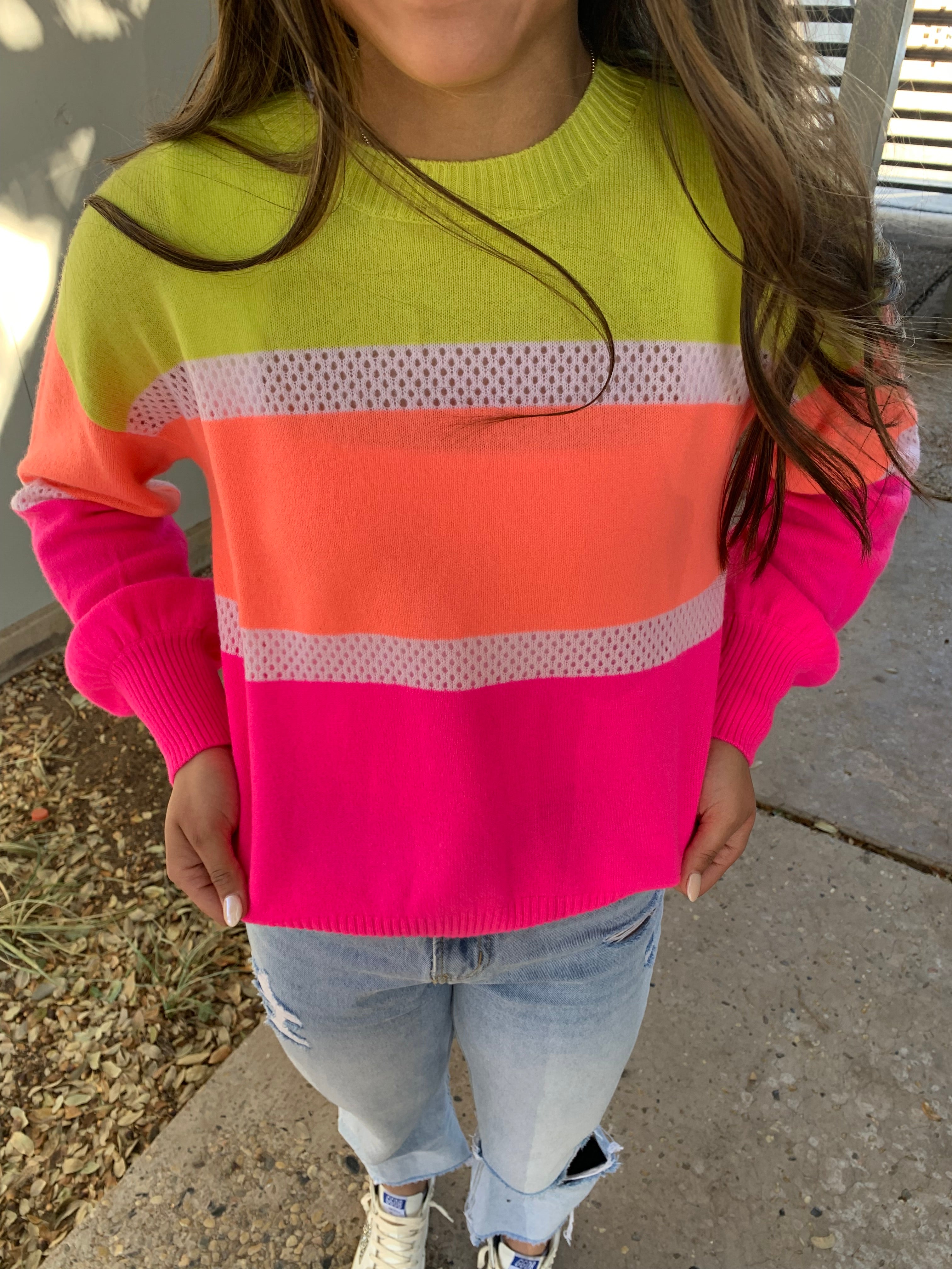 BRODIE CASHMERE | stripe balloon sleeve top | FINAL SALE