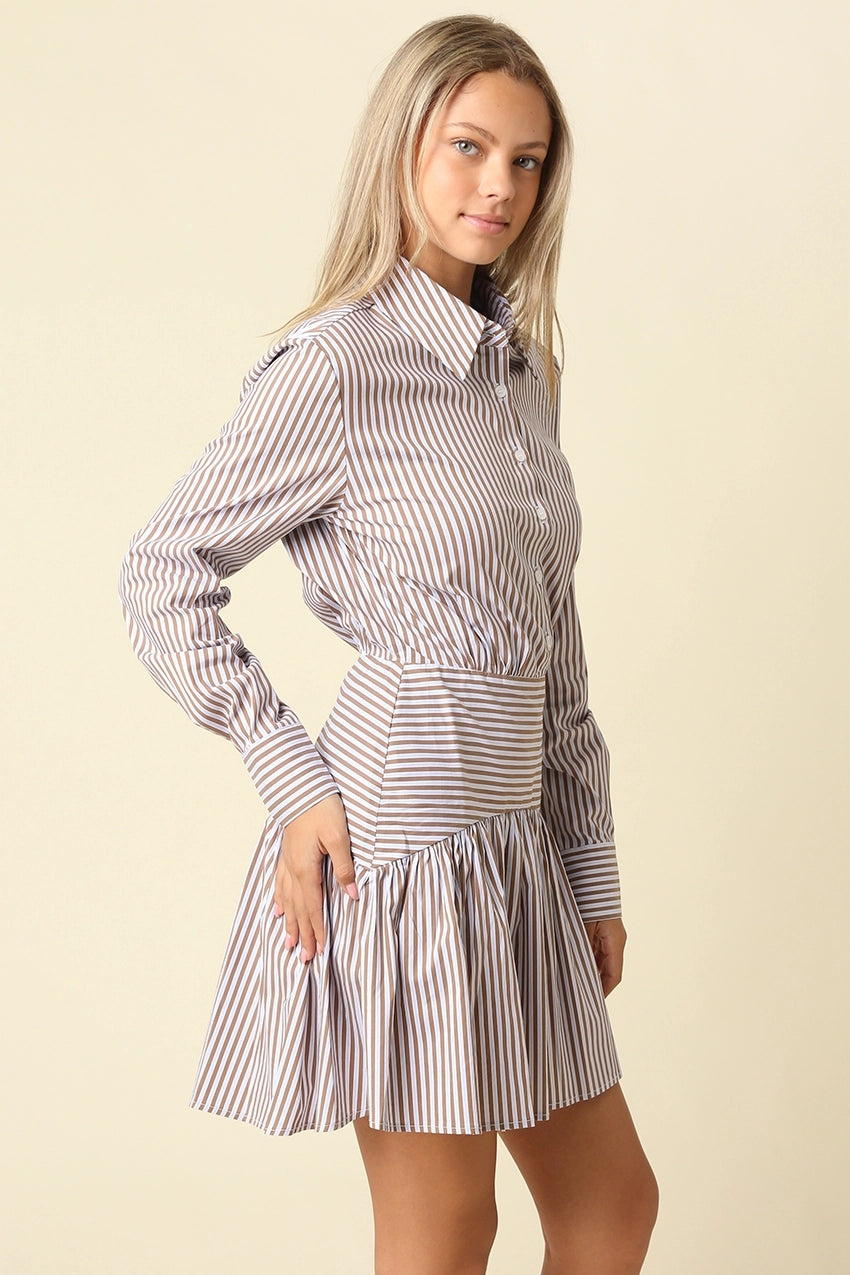 ayra striped drop waist dress