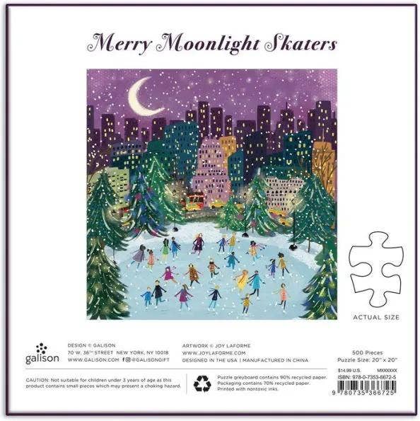 merry moonlight skaters 500pc foil puzzle