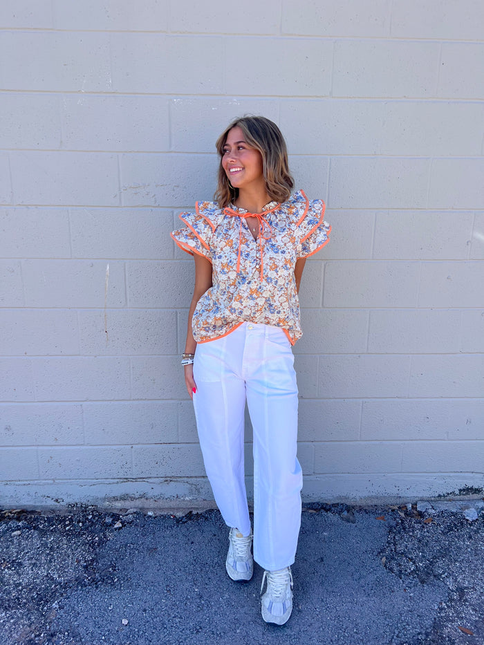 pippa floral ruffle top