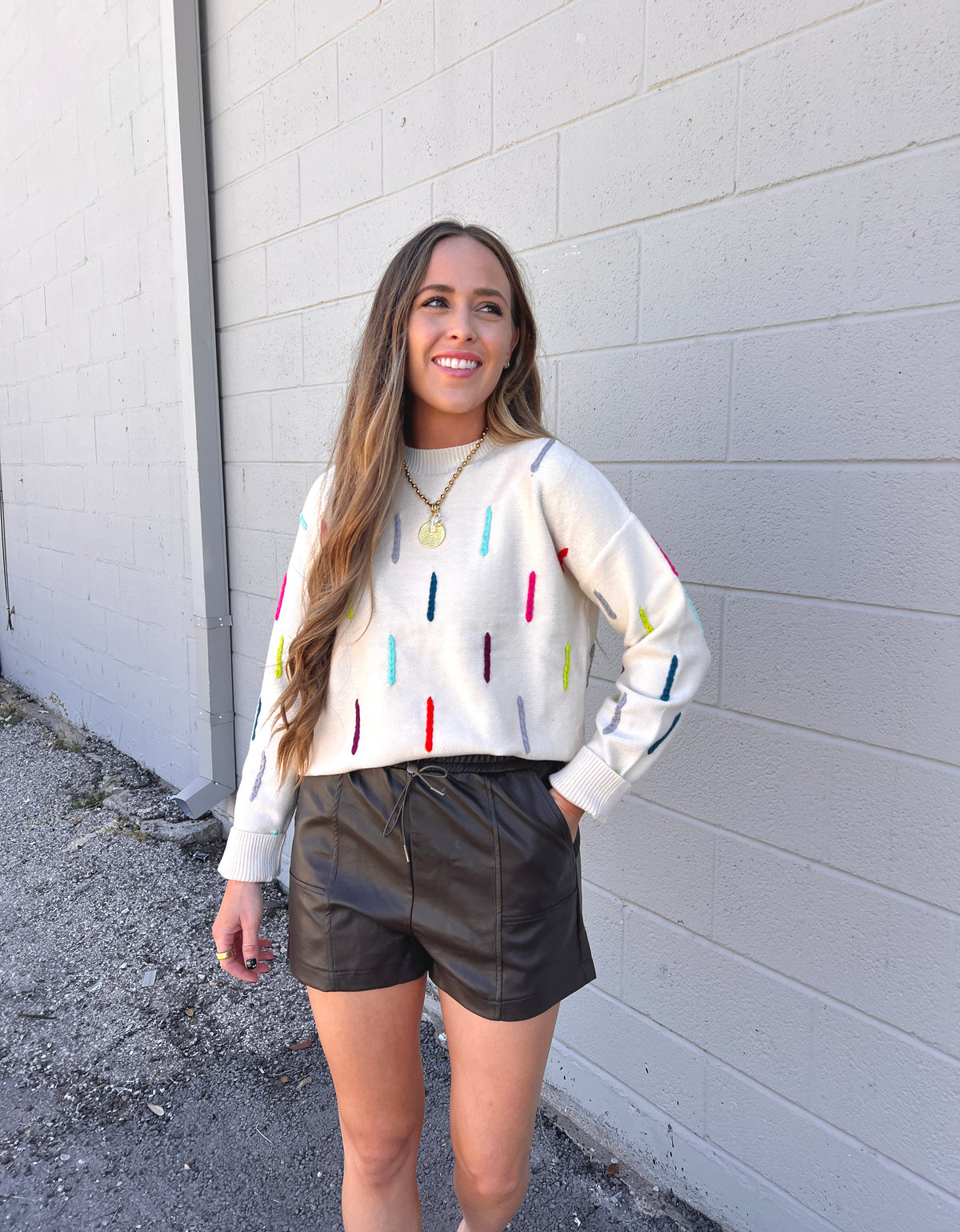 make it count drawstring faux leather shorts