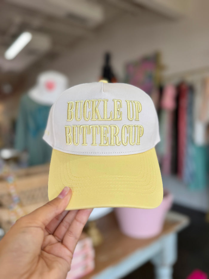 buckle up buttercup trucker hat