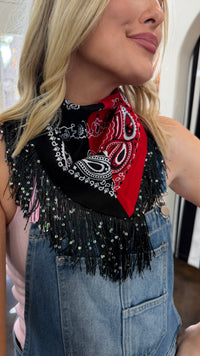 split decision bandanda scarf w/ fringe
