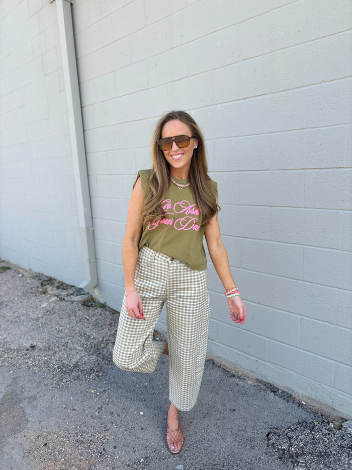 mini checked barrel denim