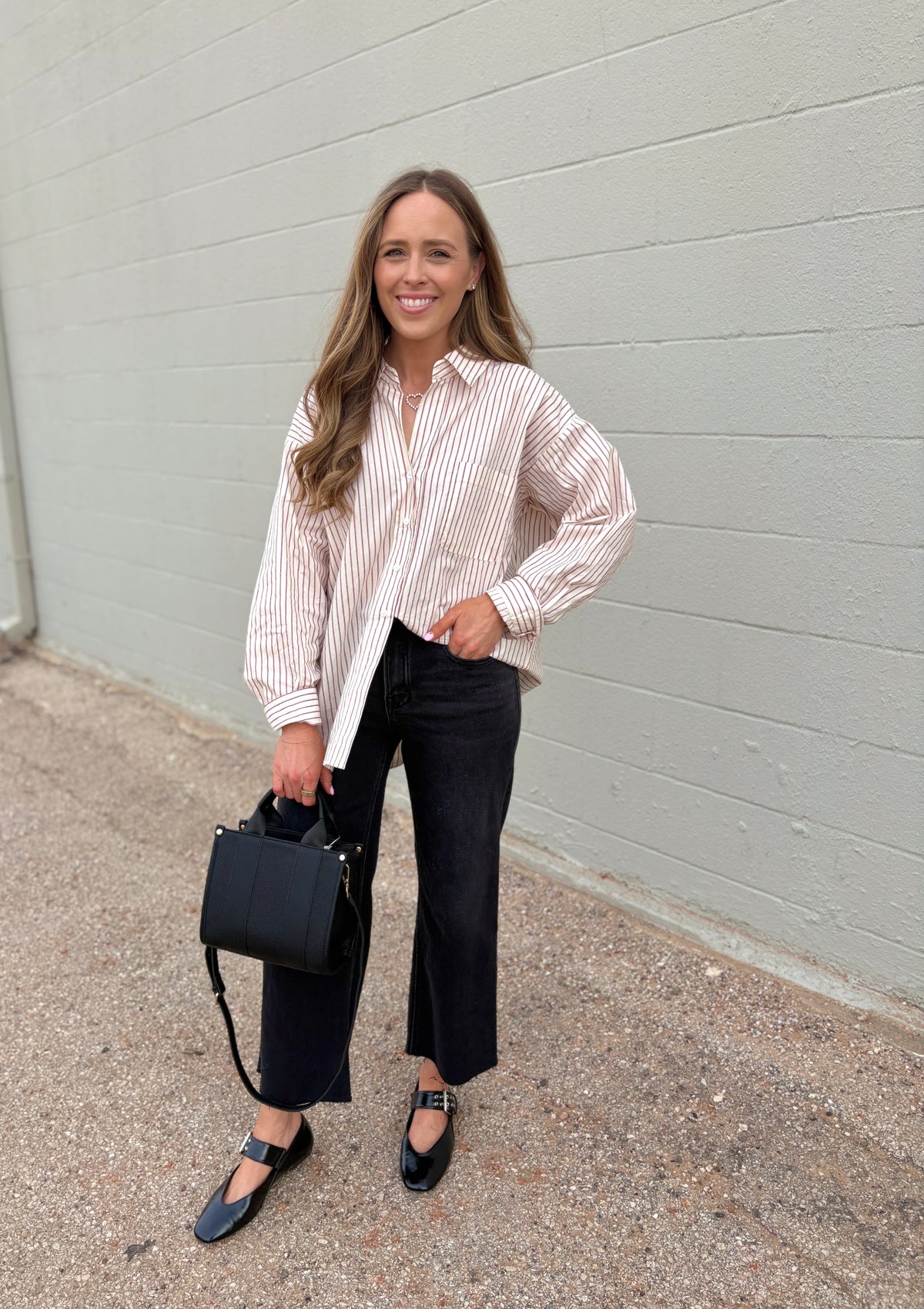 rory oversized striped button-down top