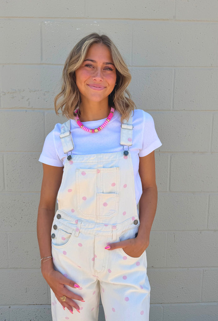 is what it is polka dot overalls