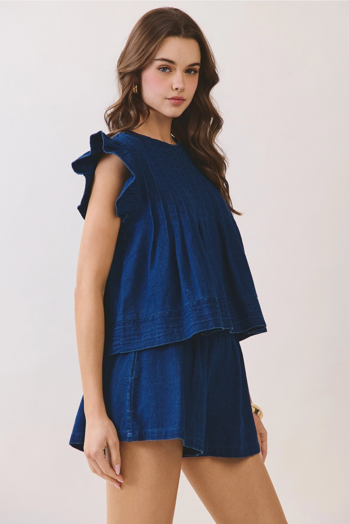 on repeat flutter denim set