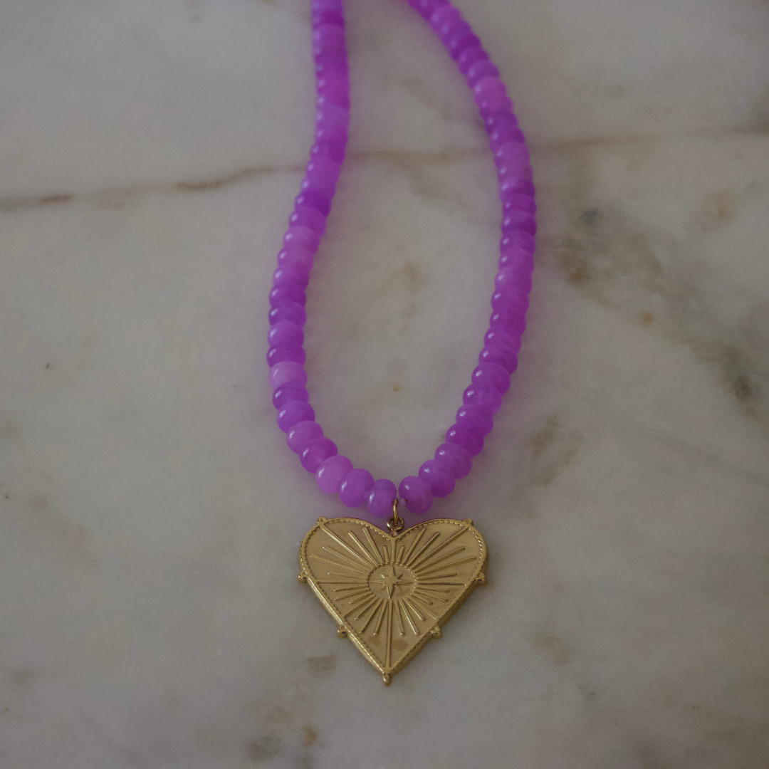 stell heart gemstone necklace