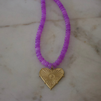 stell heart gemstone necklace