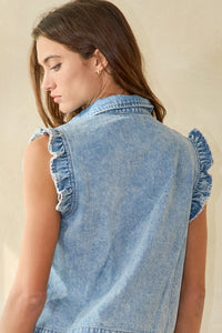 denim ruffle tank/vest
