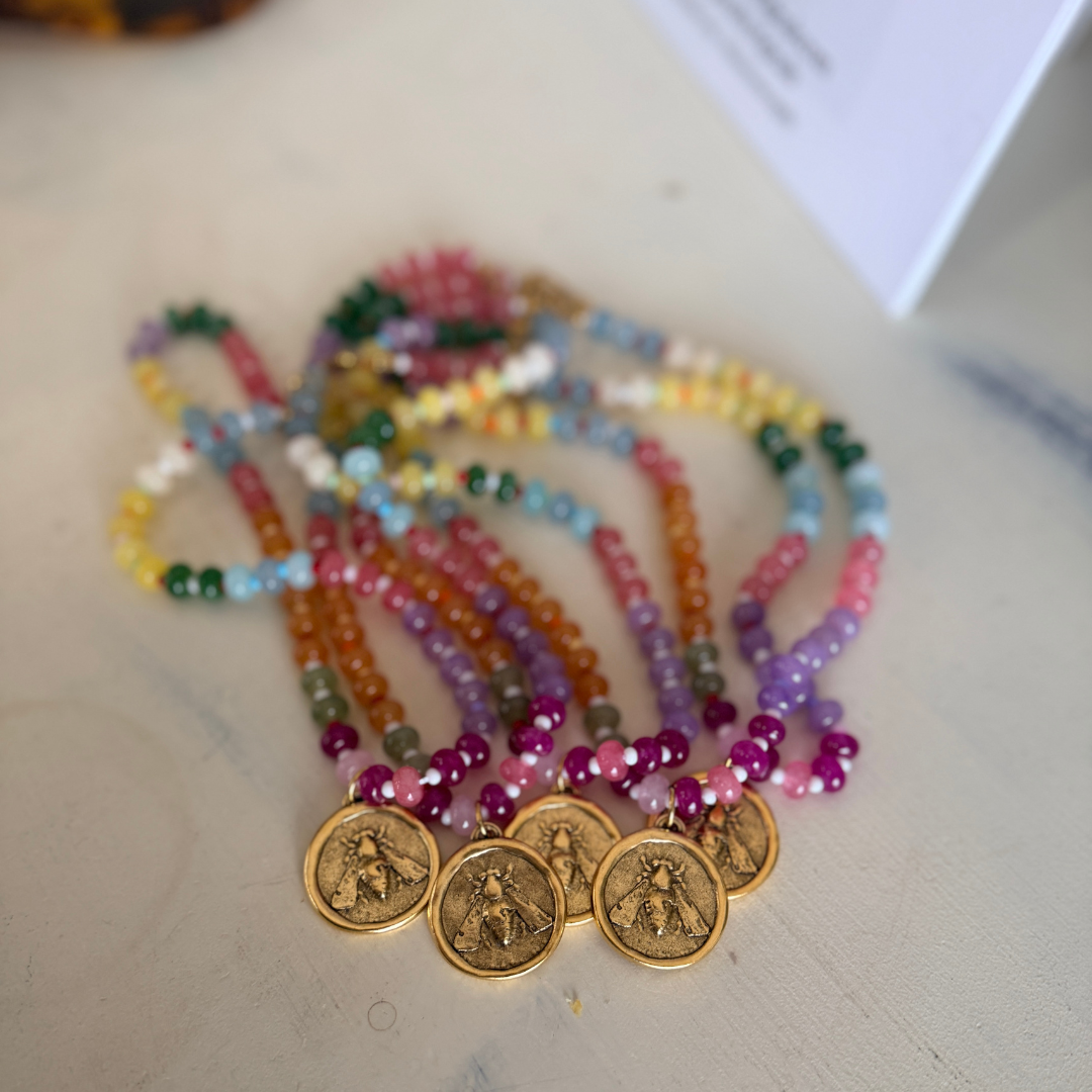 bees please beaded bee necklace
