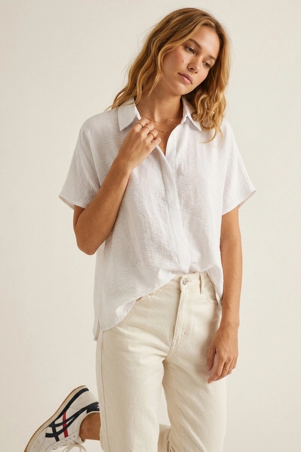 fresh start white collared top