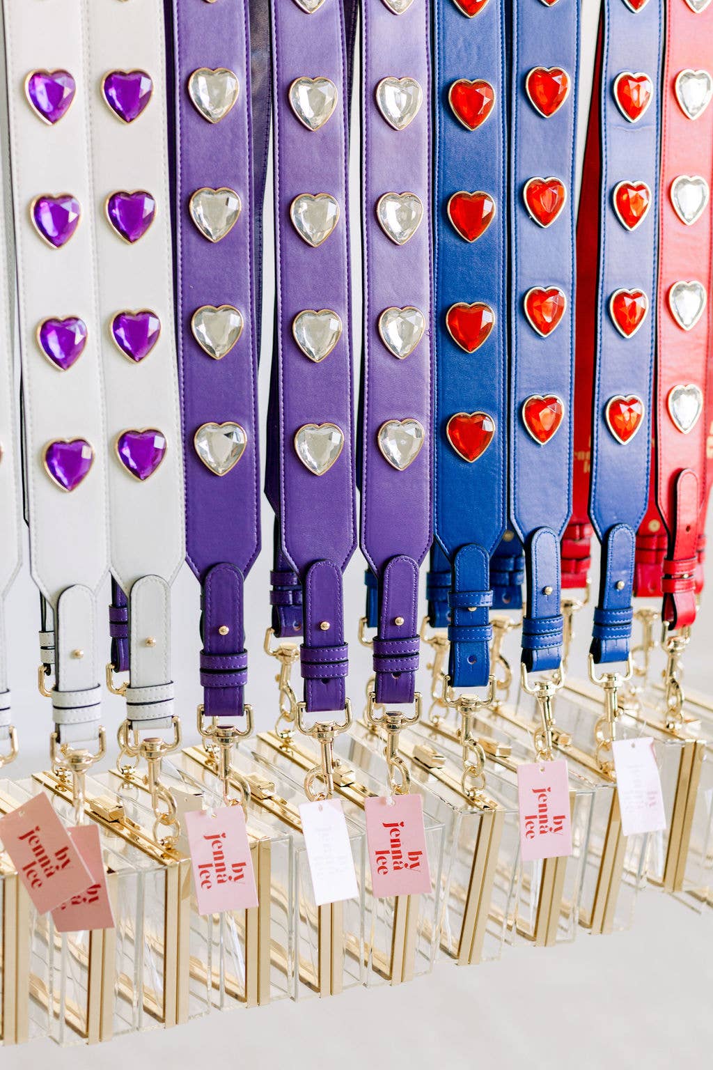 crystal heart gameday purse strap | rhinestone stadium strap