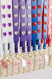 crystal heart gameday purse strap | rhinestone stadium strap