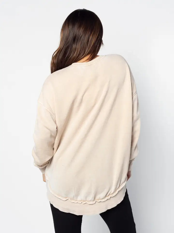 chicka-d burnout hi-low sweatshirt | oatmeal