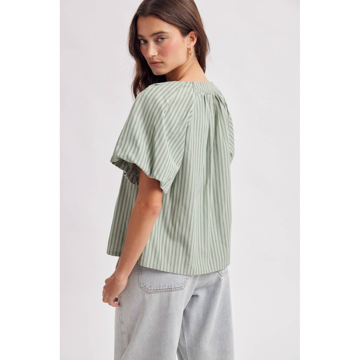 you wish striped v-neck top
