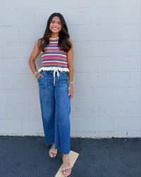 mica crochet striped tank