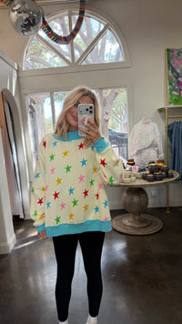 lucky stars reversible mock neck sweatshirt