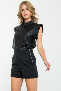 sights to see leather ruffle tank