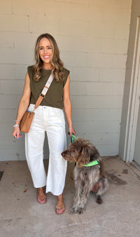 sleeveless power shoulder top