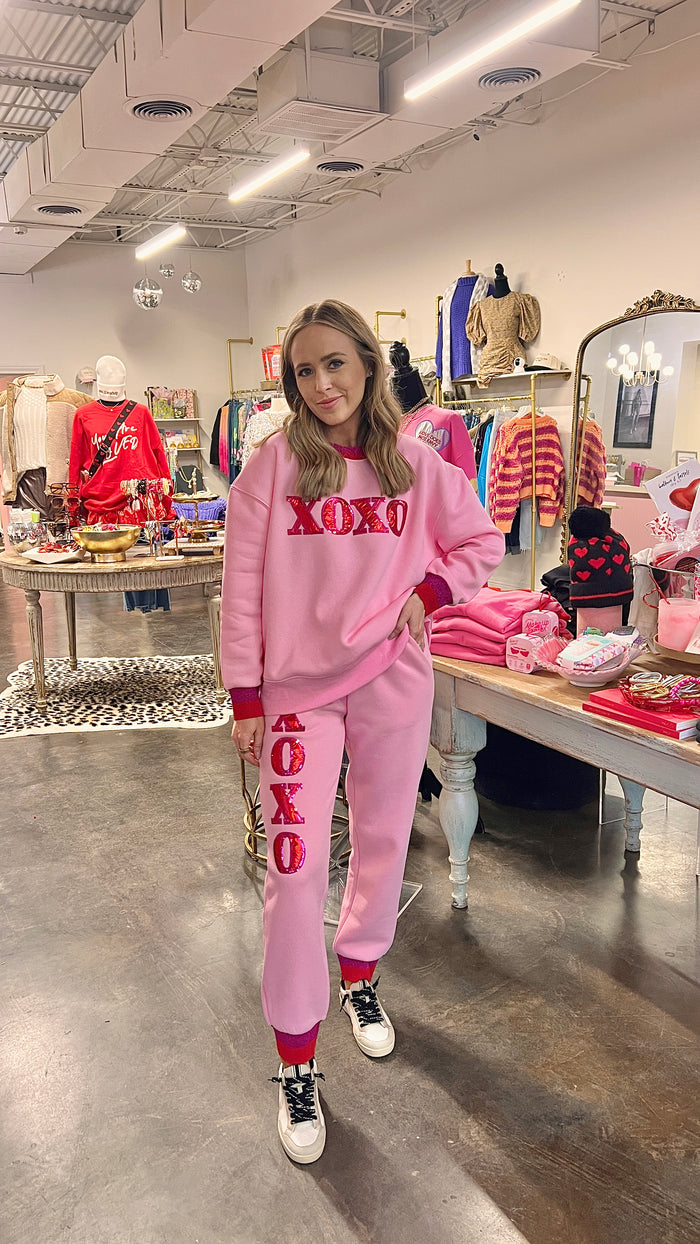 pink xoxo fleece-lined sweatshirt