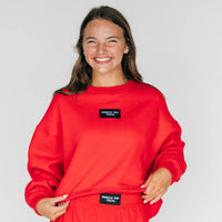 wreck em label boxy crewneck sweatshirt