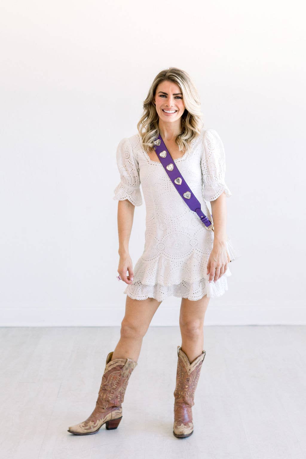 crystal heart gameday purse strap | rhinestone stadium strap