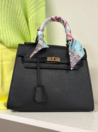 millie black top handle bag w/ scarf