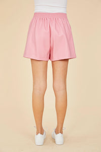 faux leather pleated shorts