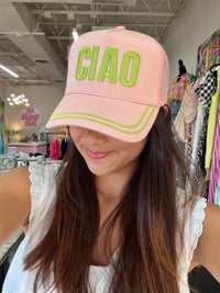 ciao pink canvas trucker hat